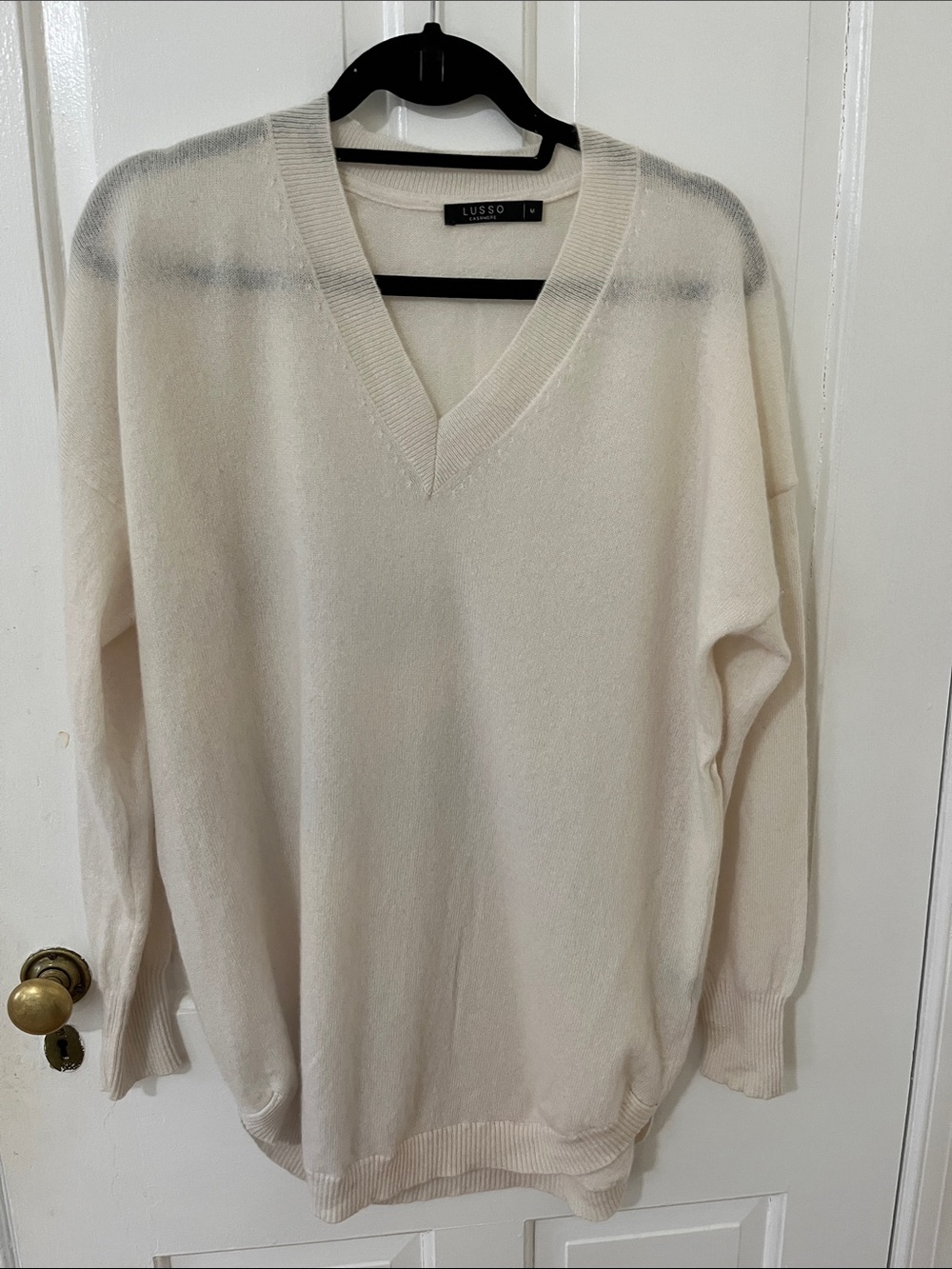 Lusso V-Neck Sweater in Soft Cream
